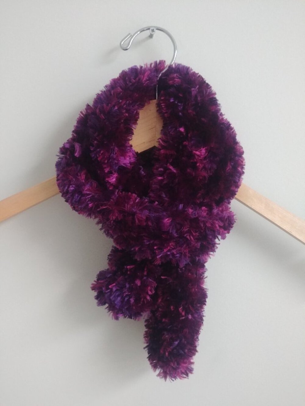 4/$20 Y2K soft chenille texture purple pink short skinny scarf